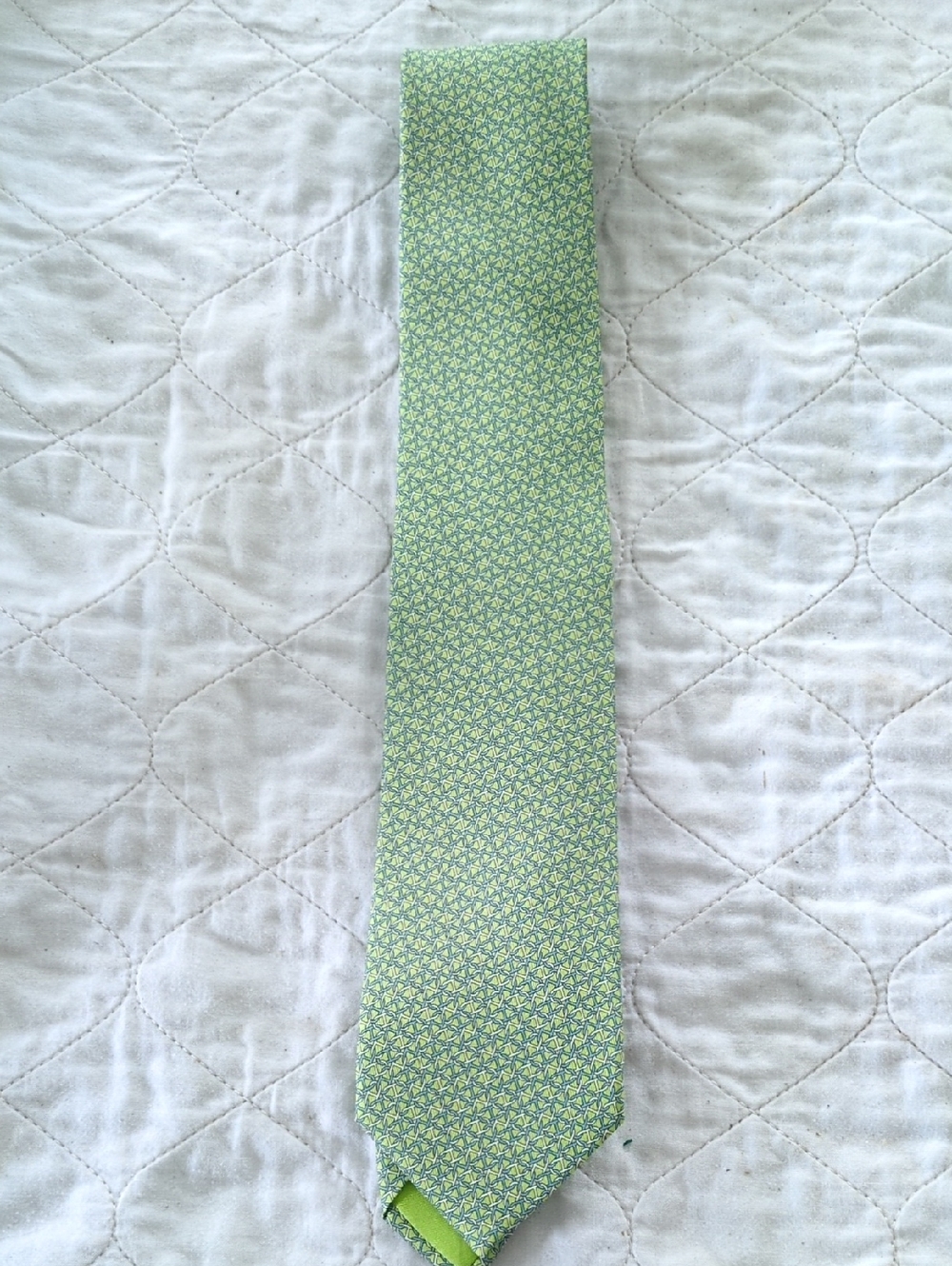 Hermes Green Micro-Pattern Silk Tie
